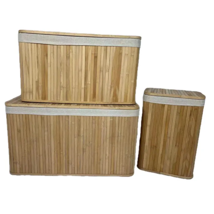 סט 3 סלי כבסה במבוק בשלושה גדלים