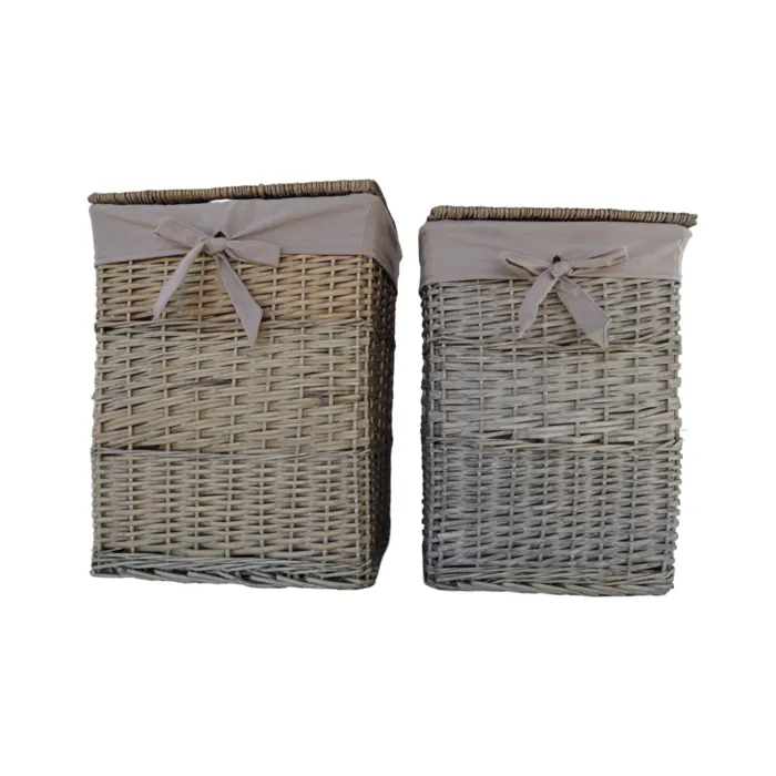 סט שני סלי כביסה קש מלבני בשני גדלים