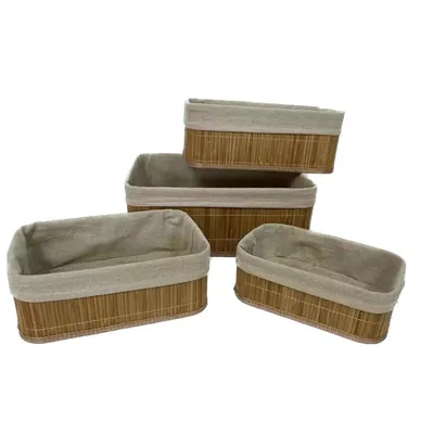 סט 4 סלסלות במבוק מלבניות