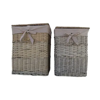 סט שני סלי כביסה קש מלבני בשני גדלים