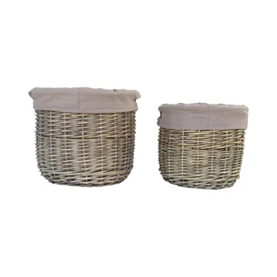 סט שני סלסלאות קש עגולות בשני גדלים