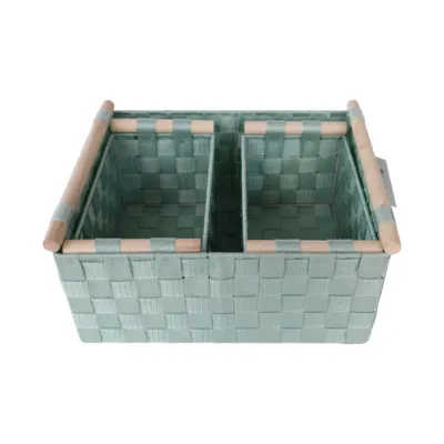 סט 3 סלסלות בד ראטן מלבניות ירוק