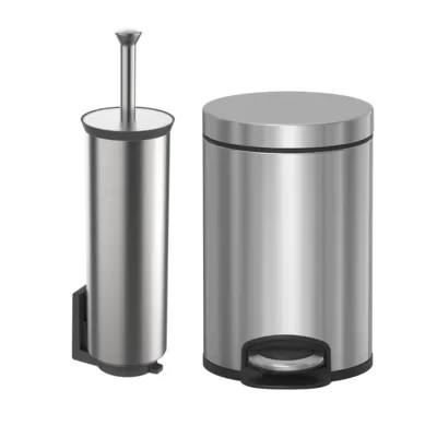 סט פח 5 ליטרים ומברשת JAVA בצבע ניקל