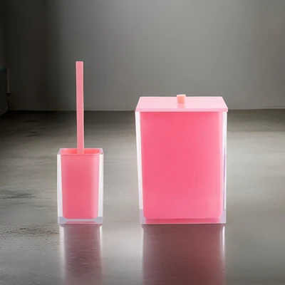 סט פח ומברשת SQUARE בצבע ורוד אפרסק