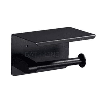 מחזיק נייר טואלט + מדף שחור מט אפולו