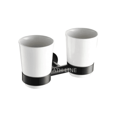 כוס כפולה לאמבטיה תלויה שחור מט