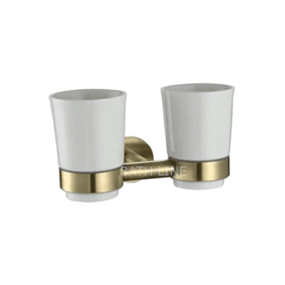 כוס כפולה למברשות שיניים תלויה זהב מט