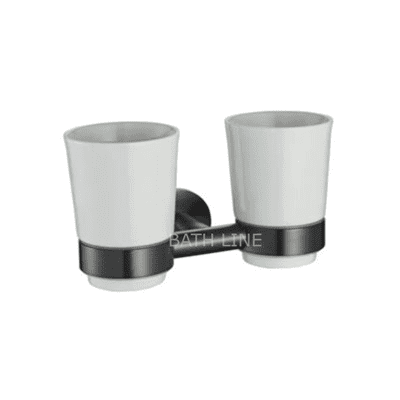 כוס כפולה תלויה למברשות שיניים ולמשחה גרפיט