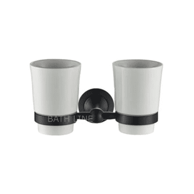 כוס כפולה תלויה לאמבטיה שחור מט מונקו