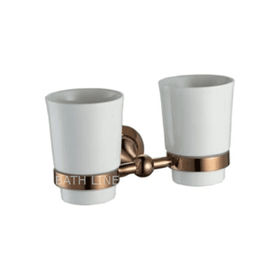 כוס כפולה לאמבטיה תלויה רוז גולד מבריק