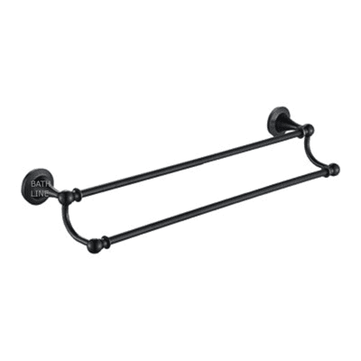 מוט מגבות כפול שחור מט 60 ס״מ