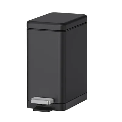 פח אשפה לאמבטיה מלבני 6 ליטר שחור מט