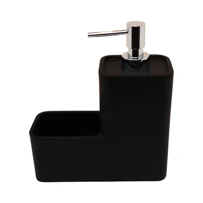 דיספנסר לסבון מטבח וספוג כלים שחור