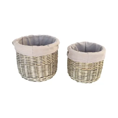 סט שני סלסלאות קש עגולות בשני גדלים