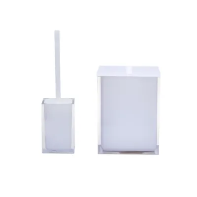 סט פח ומברשת SQUARE בצבע לבן