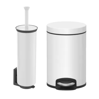 סט פח 3 ליטרים ומברשת JAVA בצבע לבן