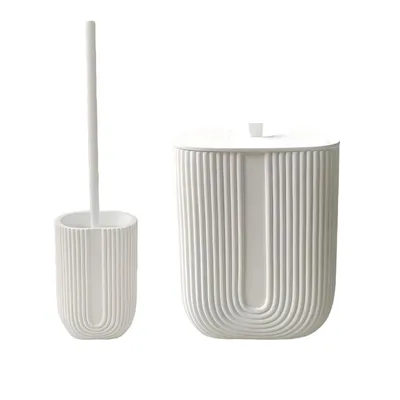 סט פח ומברשת מסדרת ART בצבע לבן