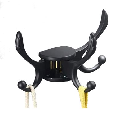 קולב מגבות לאמבטיה צמוד קיר שלישיה שחור מט