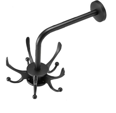 קולב מגבות לאמבטיה זרוע פטריה שחור מט