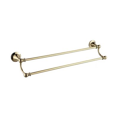 מוט כפול למגבות זהב מבריק זרקוניום 60 ס״מ