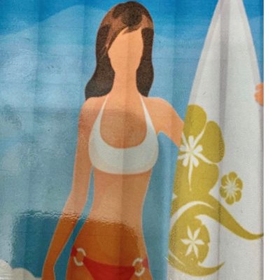 וילון אמבטיה גולשת ים בד פוליאסטר